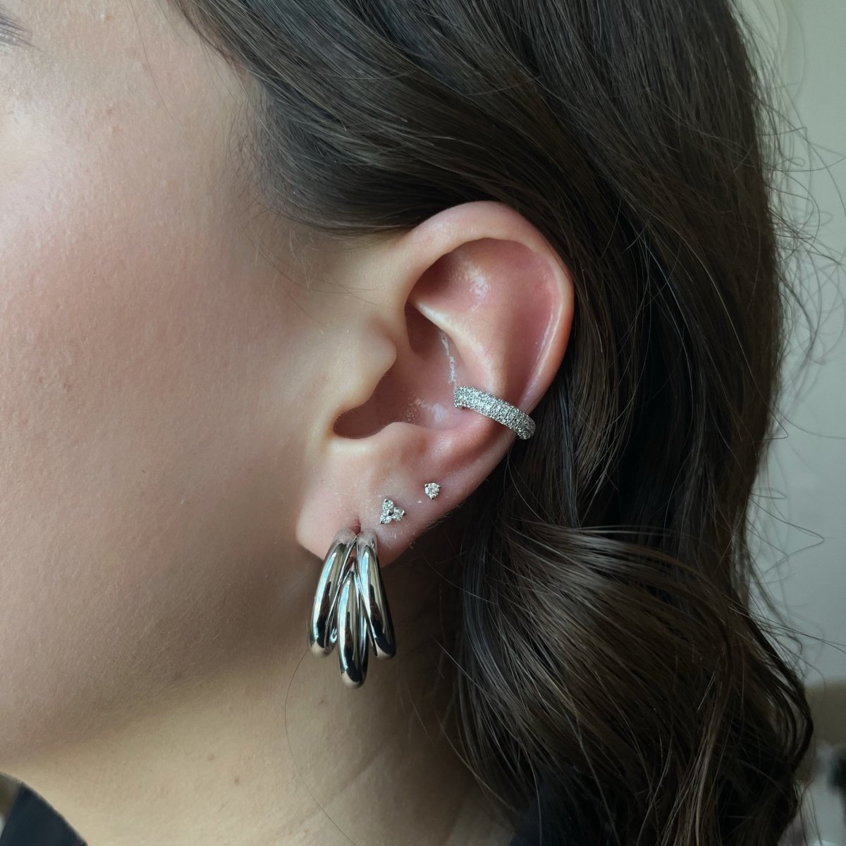 SILVER PAVE EAR CUFF - ARETES - Malandra Jewelry - EA6085.P