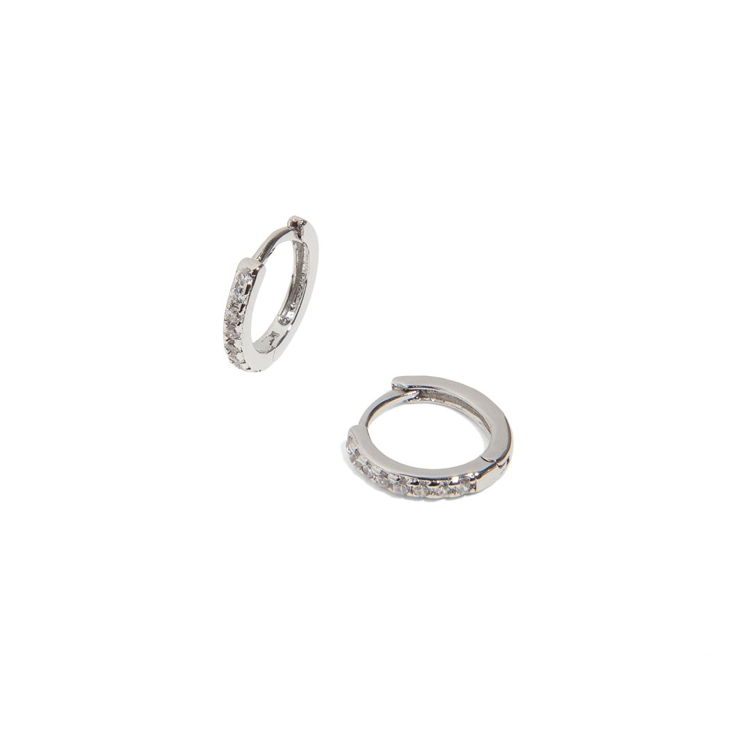 SILVER SPARK EVERYDAY HUGGIES - ARETES - Malandra Jewelry - TA1262