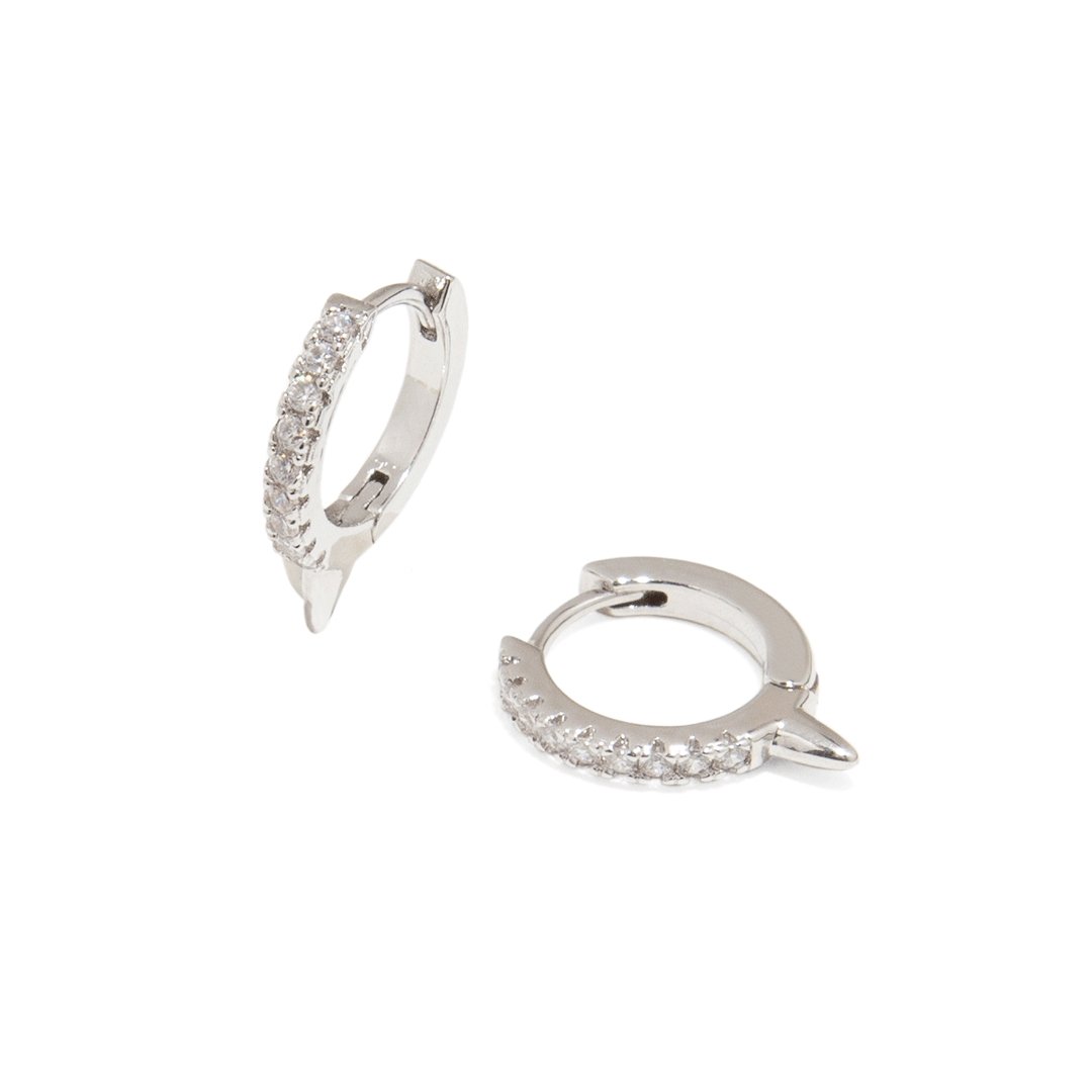 SILVER SPIKE HUGGIES - ARETES - Malandra Jewelry - EA5712.P