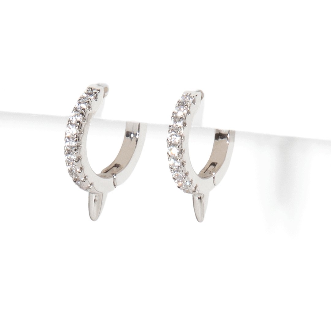 SILVER SPIKE HUGGIES - ARETES - Malandra Jewelry - EA5712.P