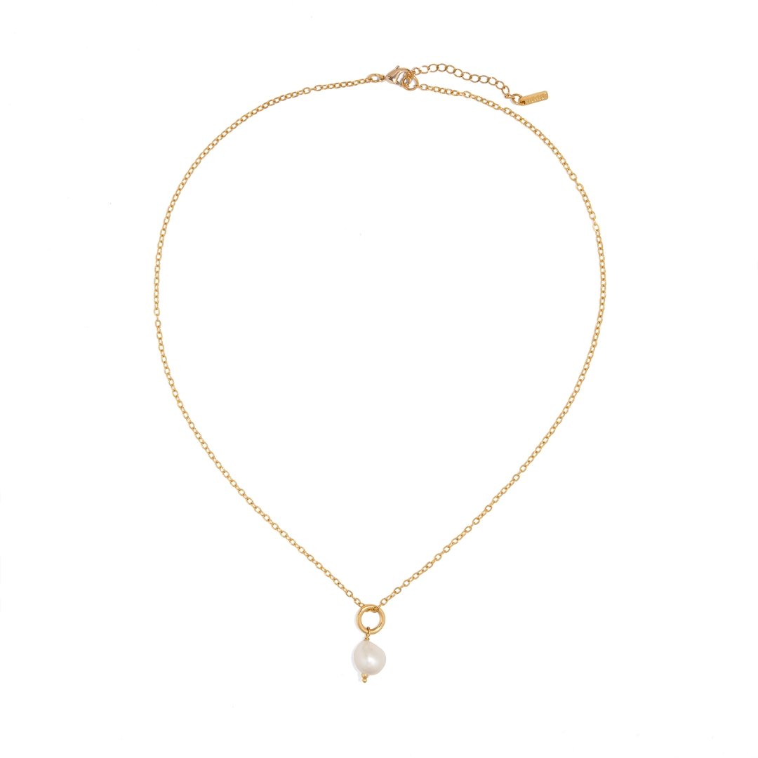 SINGLE PEARL CIRCLE NECKLACE - COLLARES - Malandra Jewelry - TC1244