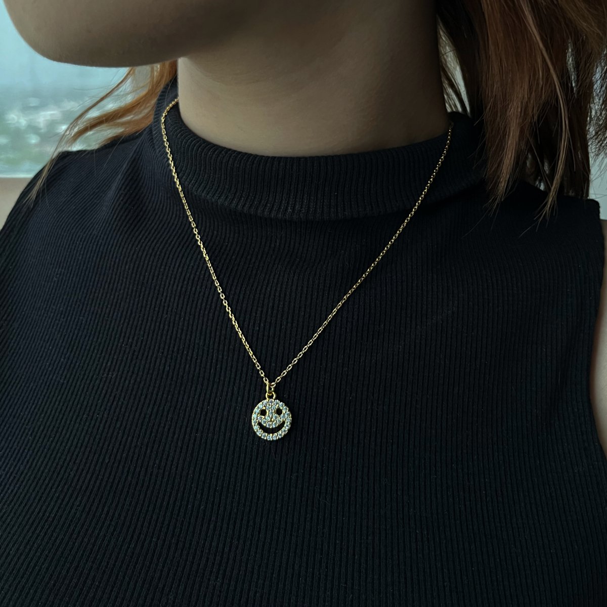 SPARK HAPPY FACE GOLDEN NECKLACE - COLLARES - Malandra Jewelry - TC1373