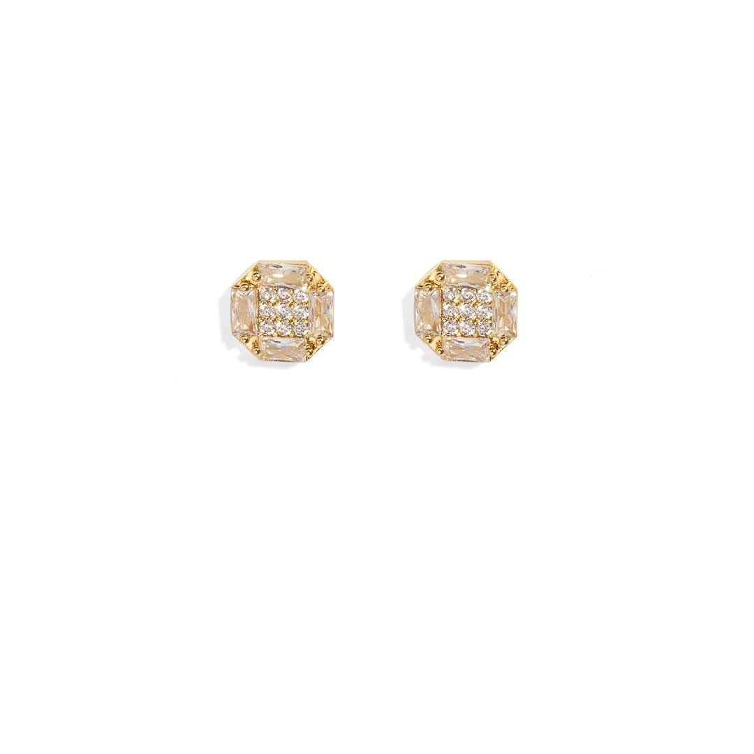SPARK OCTAGON STUDS - ARETES - Malandra Jewelry - AA1277