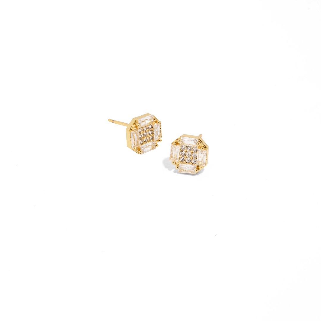 SPARK OCTAGON STUDS - ARETES - Malandra Jewelry - AA1277