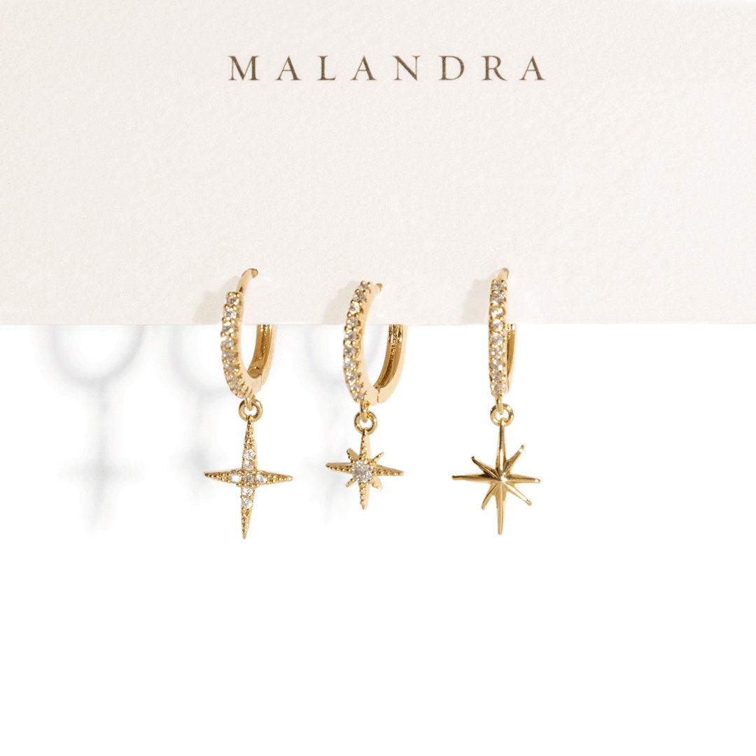 SPARKLING STARS HUGGIES SET - ARETES - Malandra Jewelry - AA1260