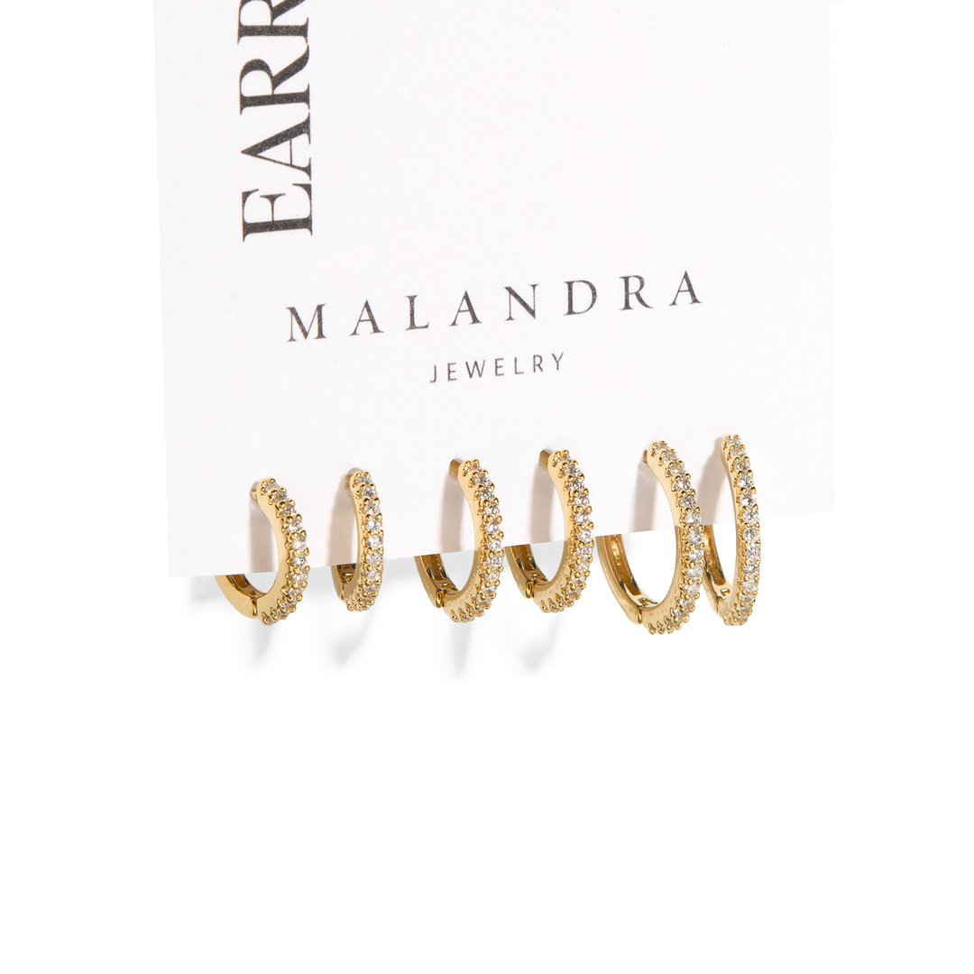 TRI SPARK ESSENTIAL HUGGIES SET - ARETES - Malandra Jewelry - AA1290-N91259