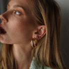 TRIPLE BOLD HOOPS - ARETES - Malandra Jewelry - AA1028