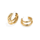 TRIPLE BOLD HOOPS - ARETES - Malandra Jewelry - AA1028