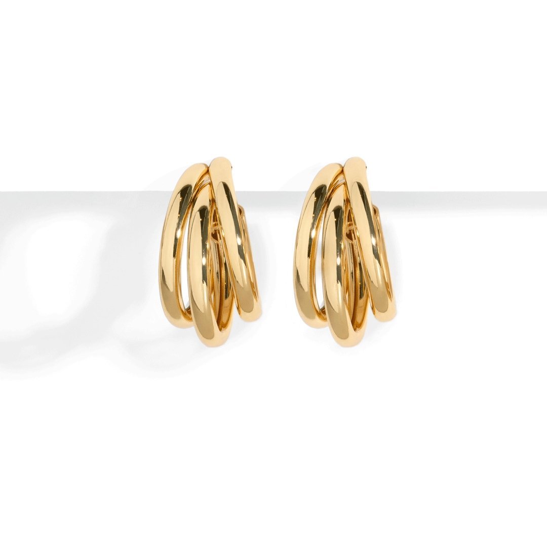 TRIPLE BOLD HOOPS - ARETES - Malandra Jewelry - AA1028