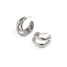 TRIPLE BOLD SILVER HOOPS SMALL - ARETES - Malandra Jewelry - AA1130