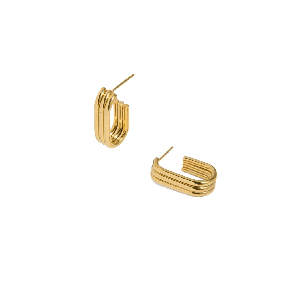 TRIPLE SLIM OVAL HOOPS - ARETES - Malandra Jewelry - AA1193 - R71666